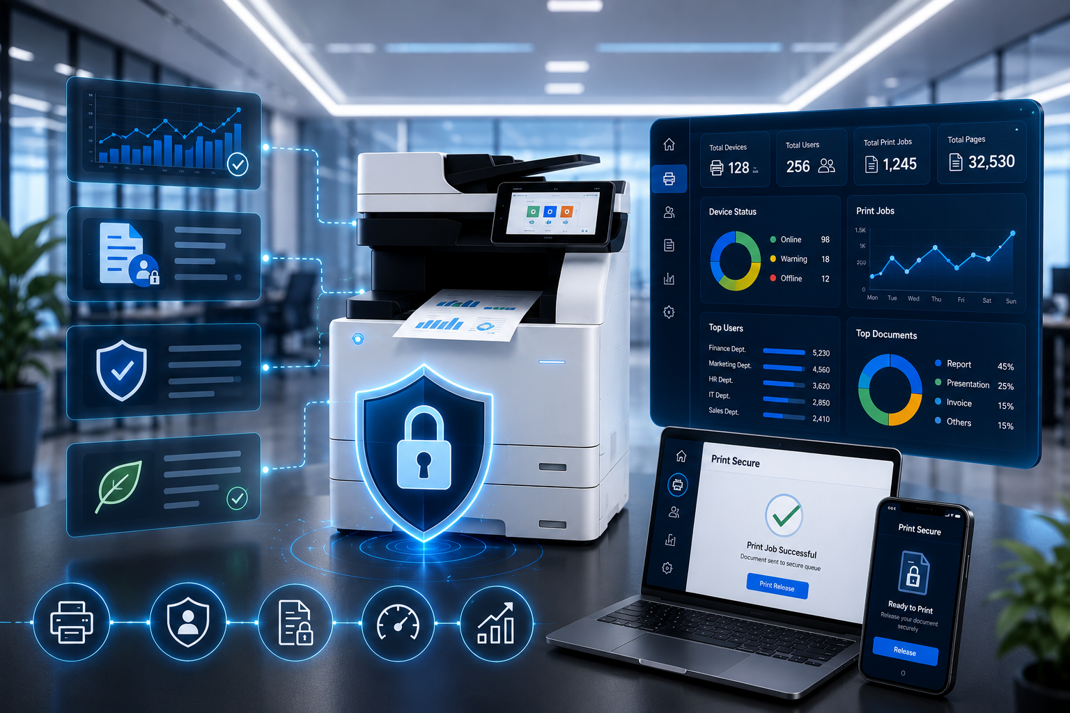 Dashboard pengelolaan printer terpusat untuk Managed Print Services